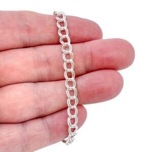 Estate Sterling Silver 925 Italy Chain Link Charm Bracelet 7"